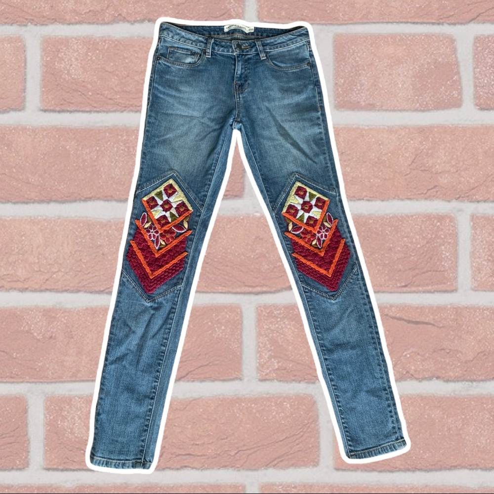 Patchwork Detail Anthropologie Jeans